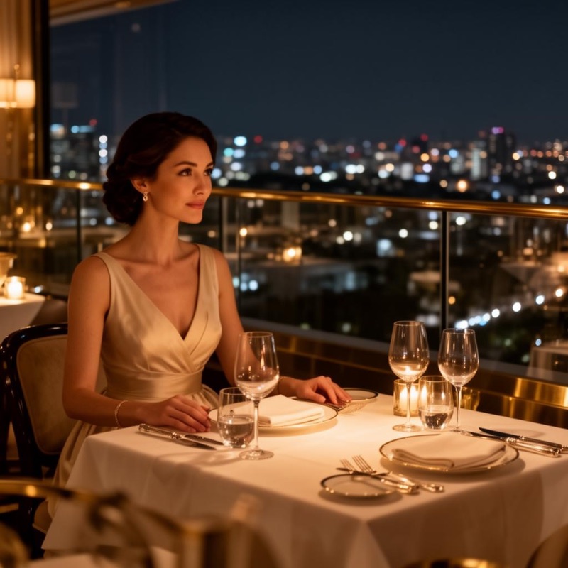 Dinner overlooking city lights